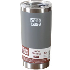 Copo Térmico Inox 500ml Cinza Com Tampa - Bene Casa